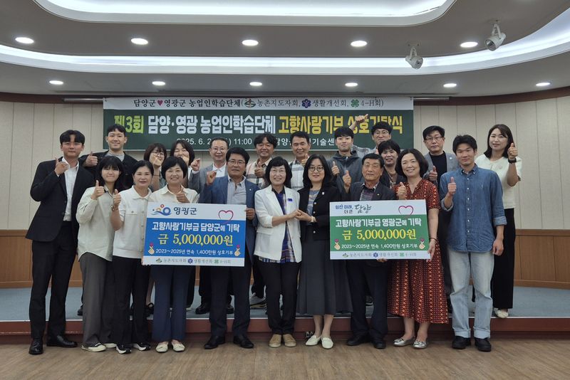 사진설명 = 담양–영광 농업인학습단체 고향사랑기부 상호 기탁식