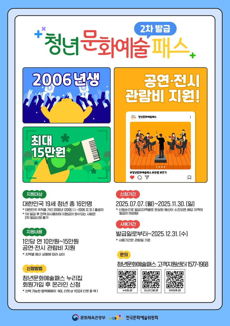 사진설명 = 2025 청년문화예술패스 2차 발급 홍보 포스터