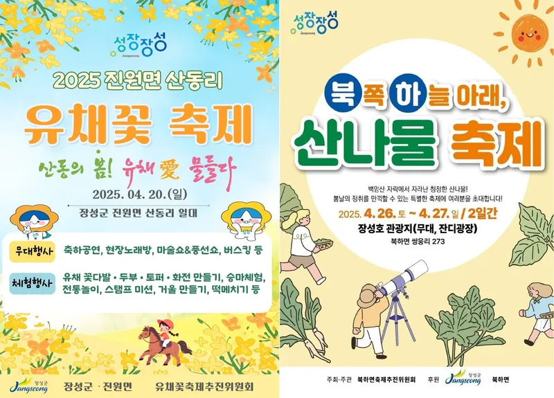 사진 = 장성군이 진원면 산동리 유채꽃축제, 북하면 산나물축제 등 풍성한 마을축제를 개최한다