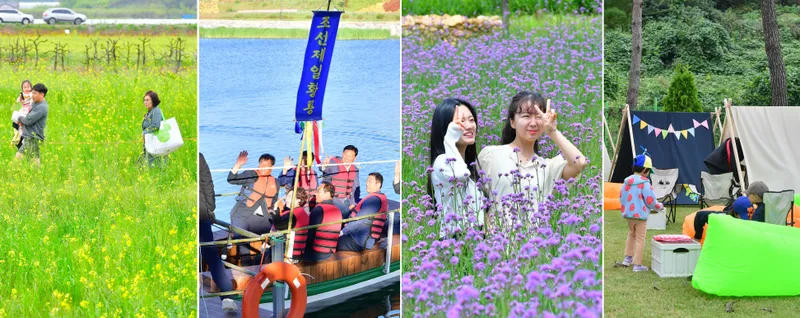 사진 = 산동리 유채꽃축제, 황룡 뱃나드리축제, 동화 버베나축제, 삼서 잔디문화축제